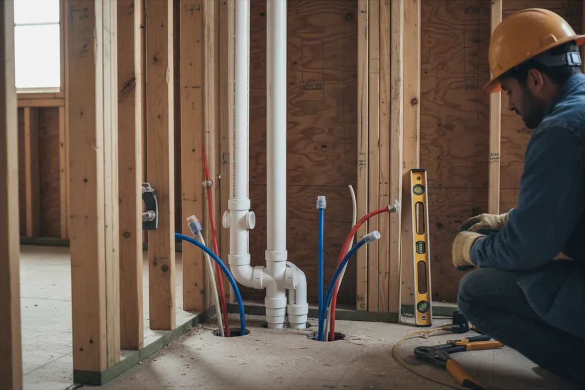 Drain and supply rough-in during Leak Detection in Pulaski